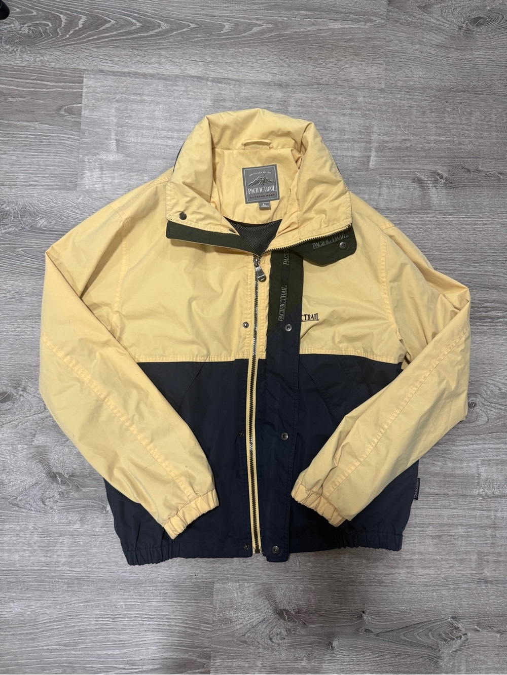 Pacific Trail Yellow and Navy Colorblock Windbreaker Jacket
